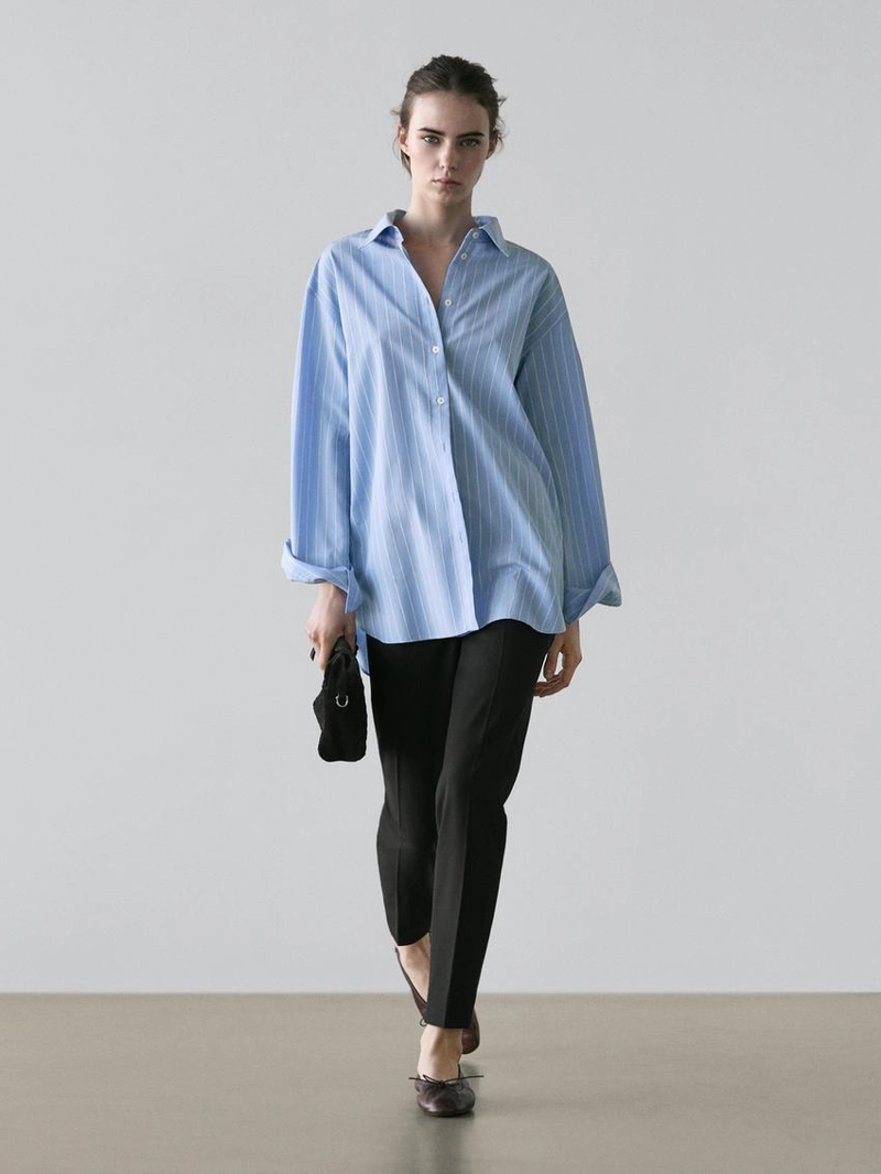 Рубашка с полосками свободного кроя