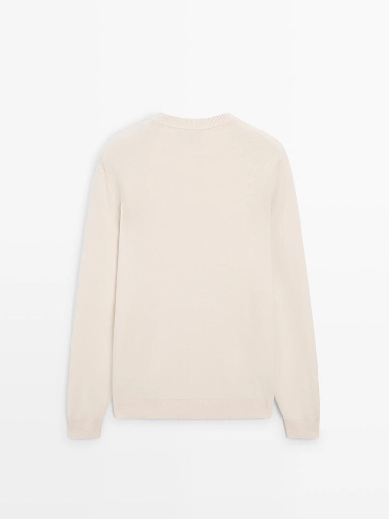 Свитер из хлопкового трикотажа с круглым вырезом