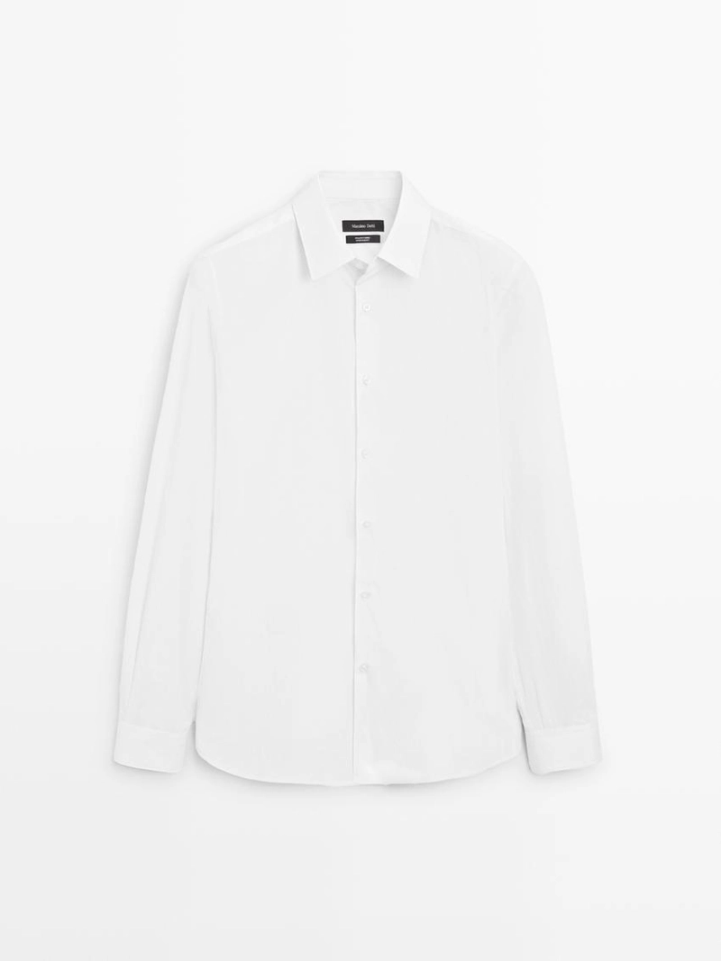 Рубашка из хлопка поплина, слим фит