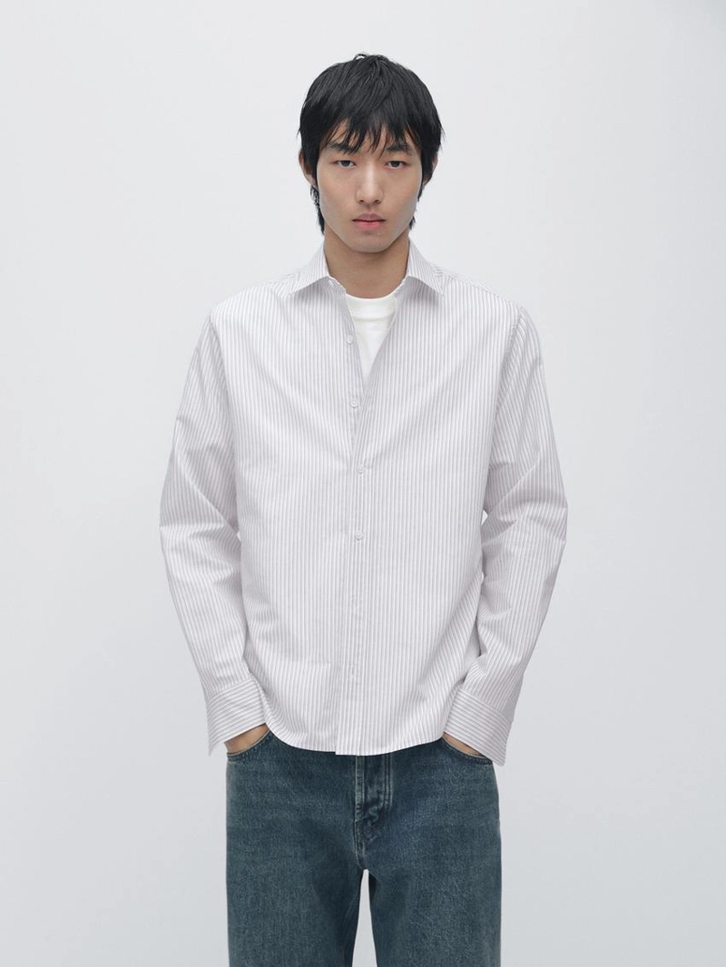 Рубашка в полоску из хлопковой смеси