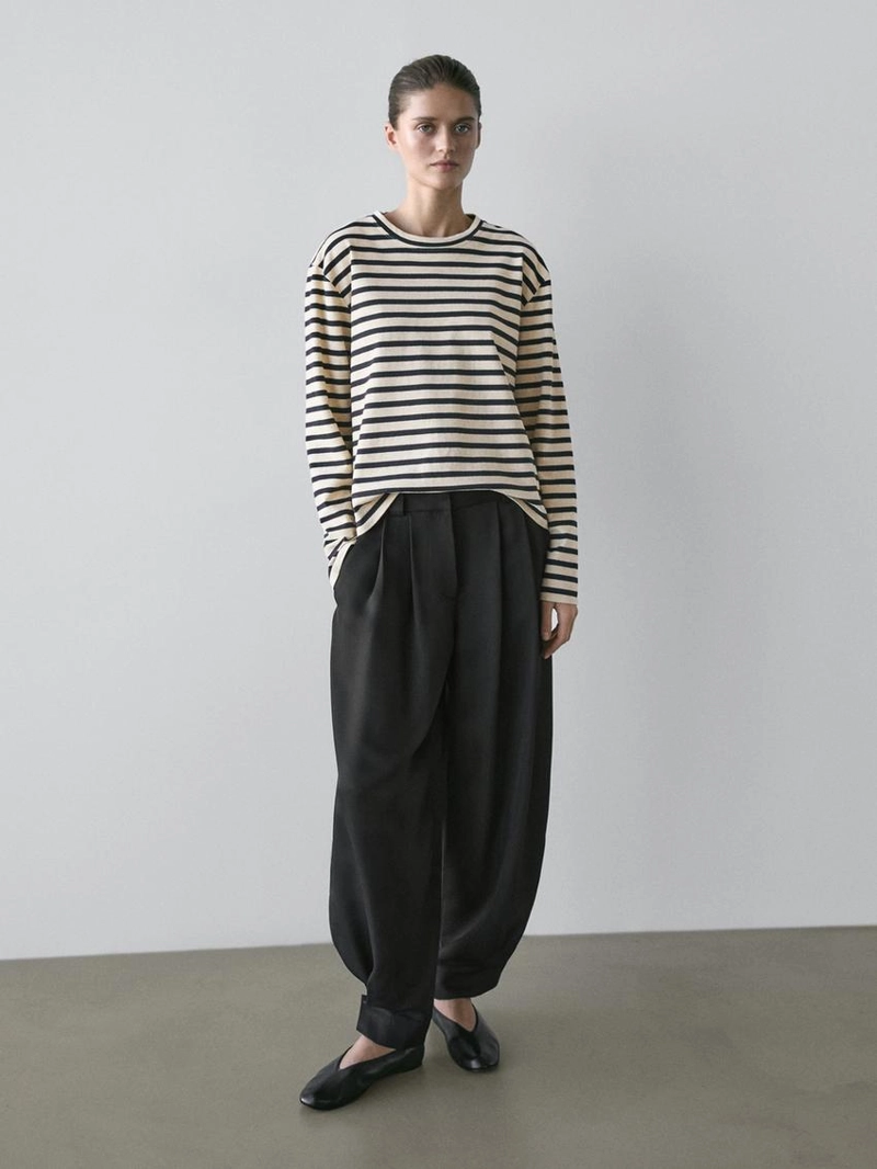 Брюки саруэль из плавного материала