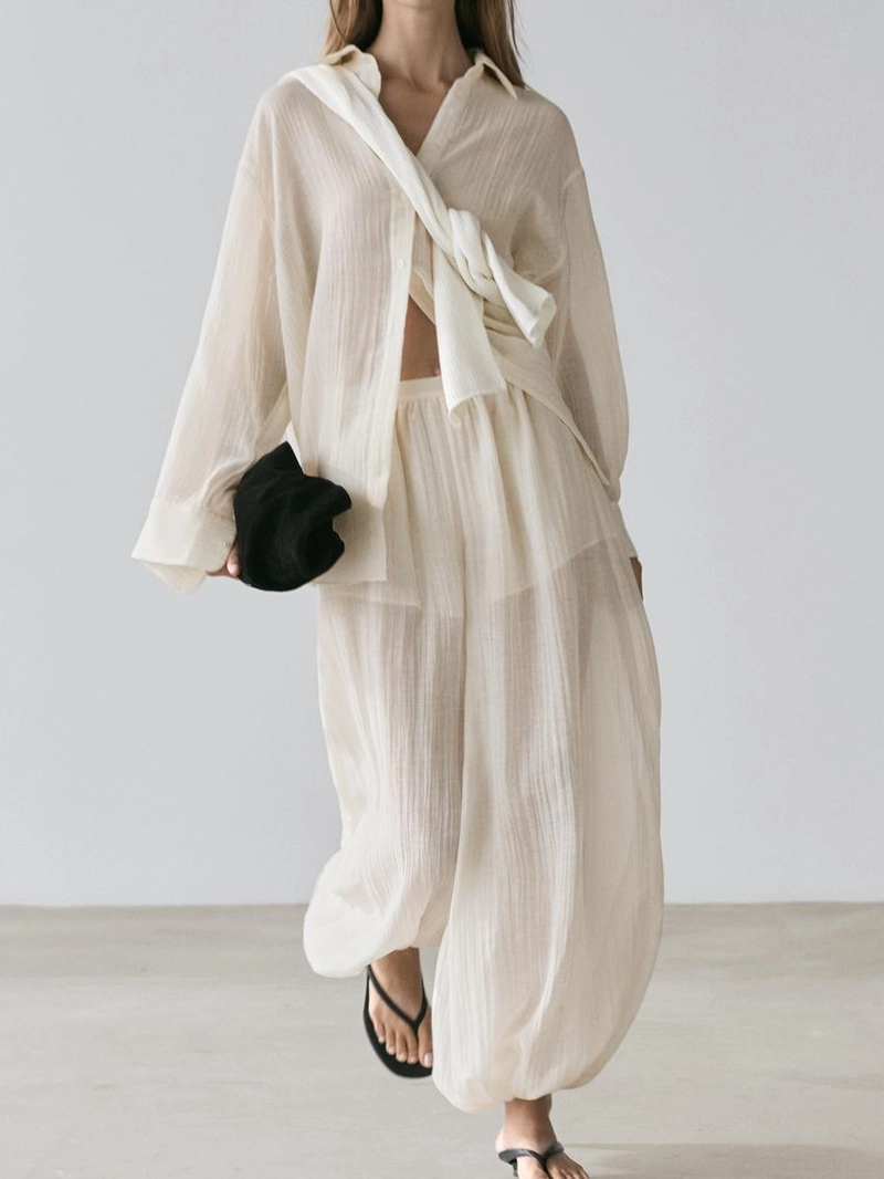 Брюки-саруэль flowing с деталями в складку