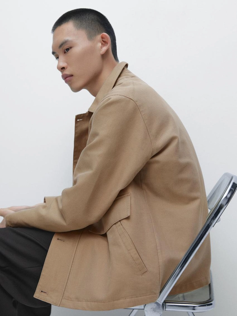 Пиджак из смесового льна с карманными деталями