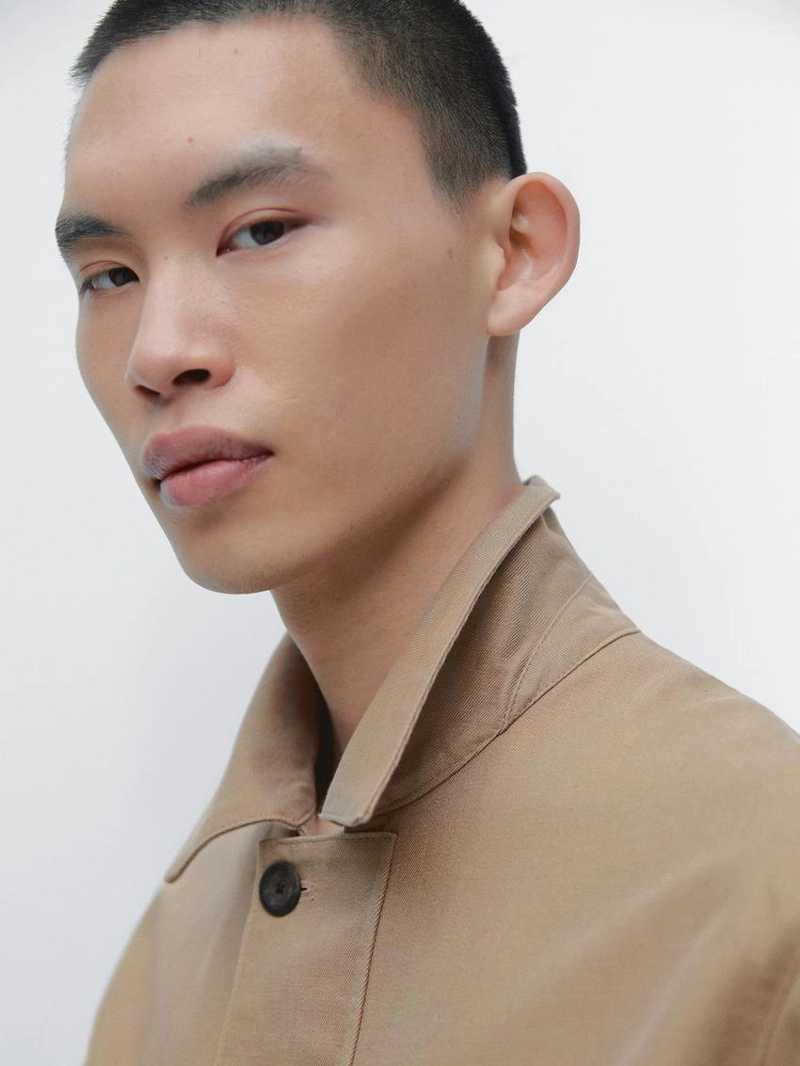 Пиджак из смесового льна с карманными деталями