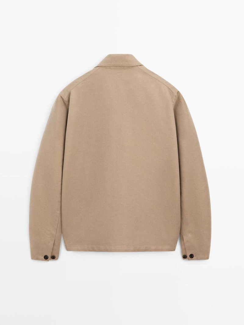 Пиджак из смесового льна с карманными деталями