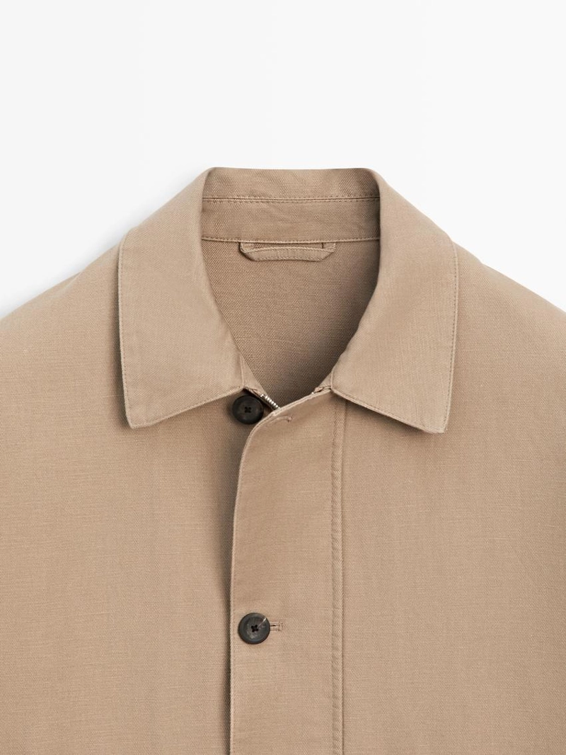 Пиджак из смесового льна с карманными деталями