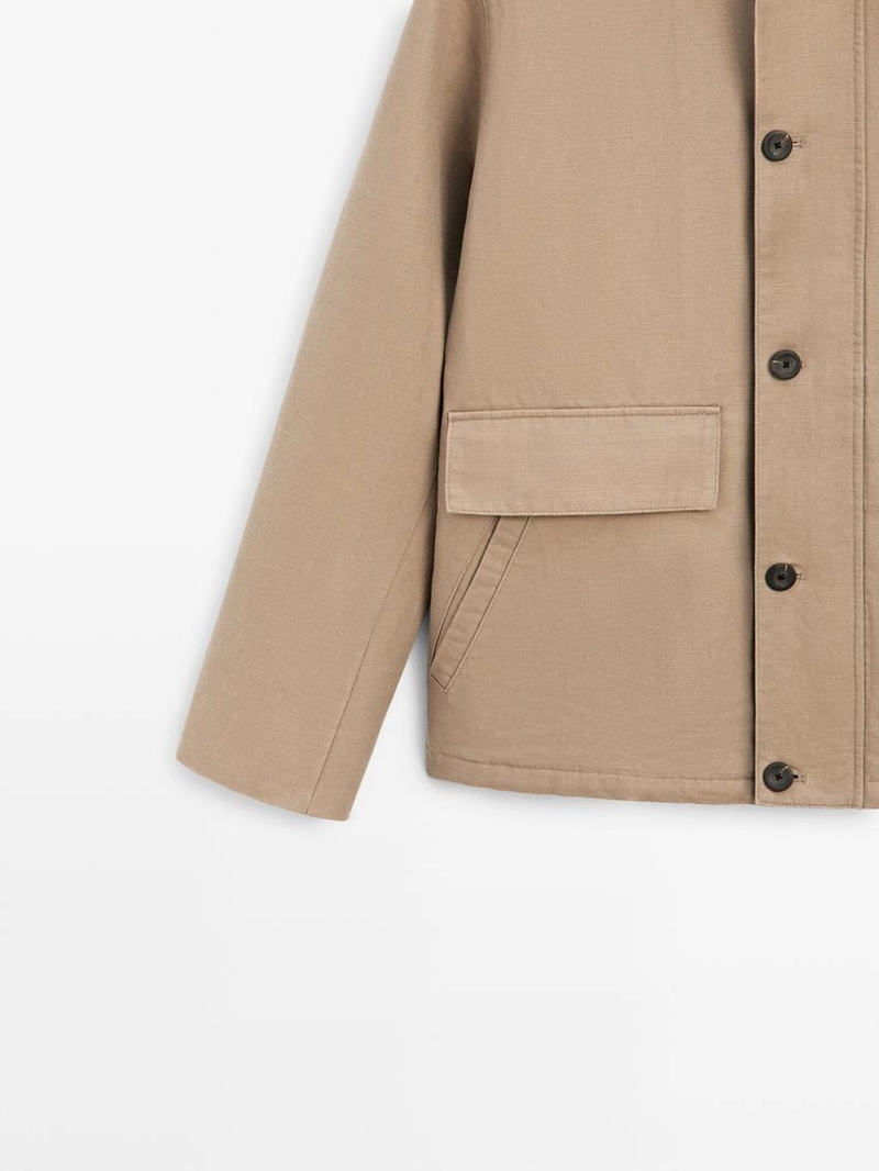 Пиджак из смесового льна с карманными деталями