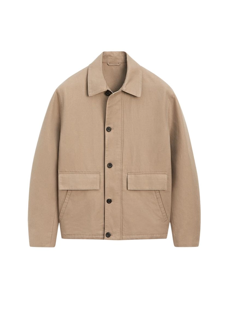 Пиджак из смесового льна с карманными деталями
