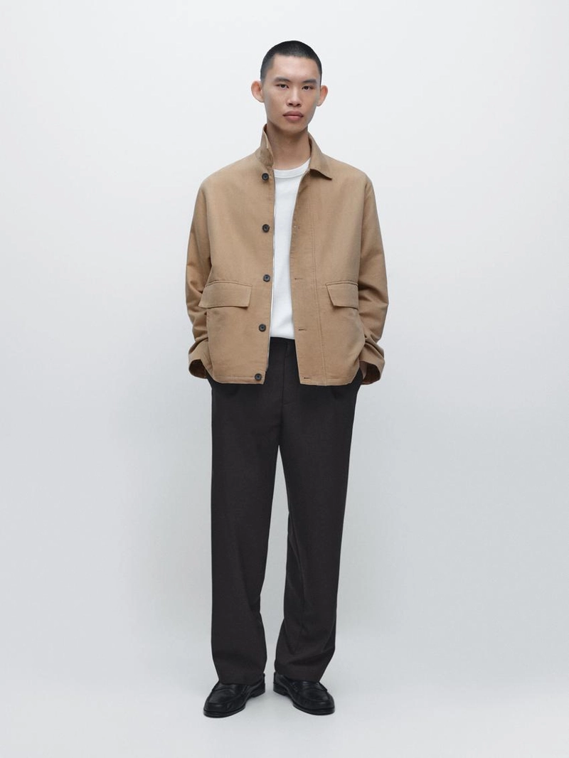 Пиджак из смесового льна с карманными деталями