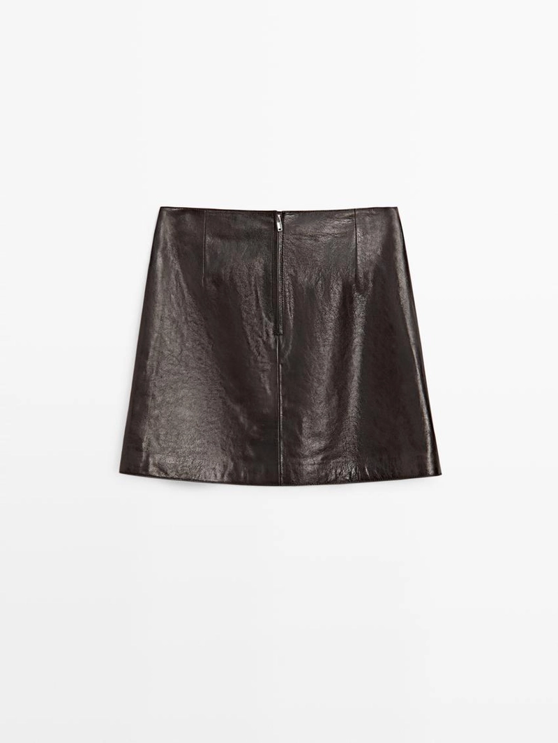 Мини-юбка из овечьей кожи с отделкой натуральной кожей nappa