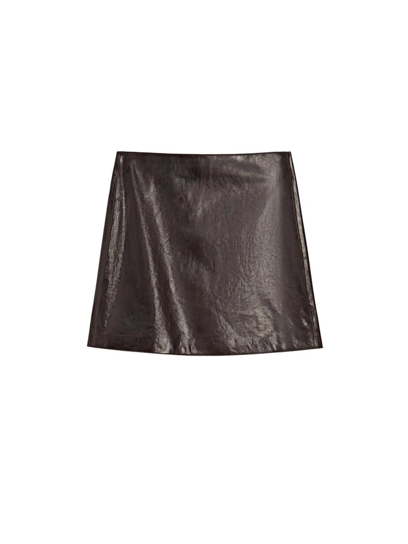 Мини-юбка из овечьей кожи с отделкой натуральной кожей nappa