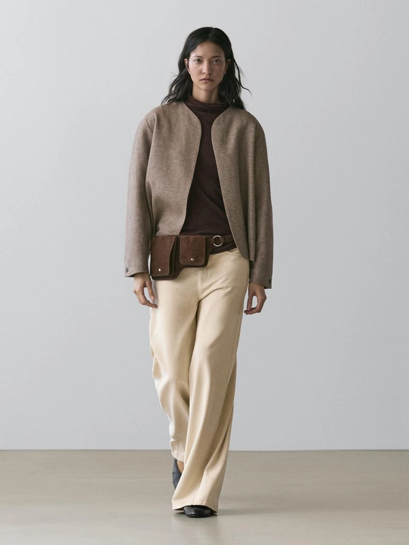 Короткий пиджак из льняной смеси