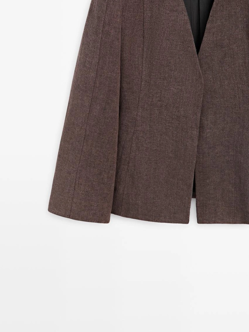 Пиджак из льна без воротника