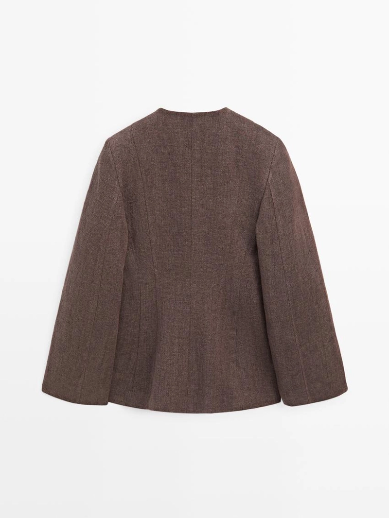 Пиджак из льна без воротника