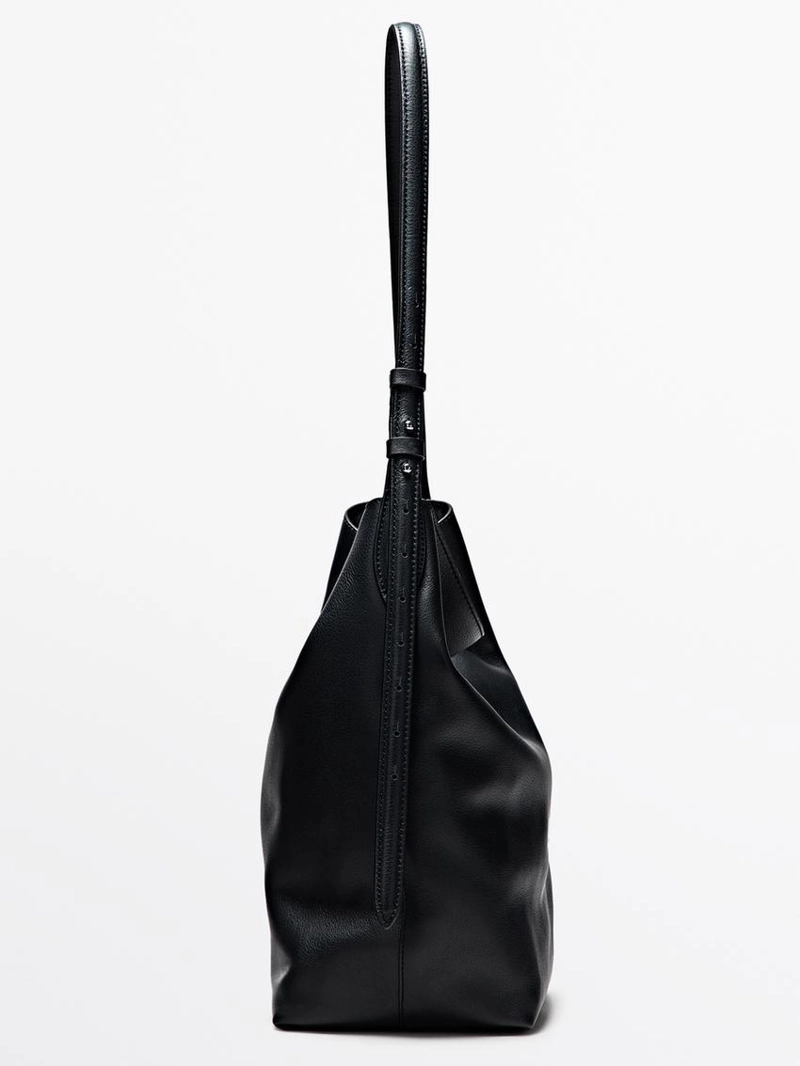 Сумка-ведро из натуральной кожи, нубук