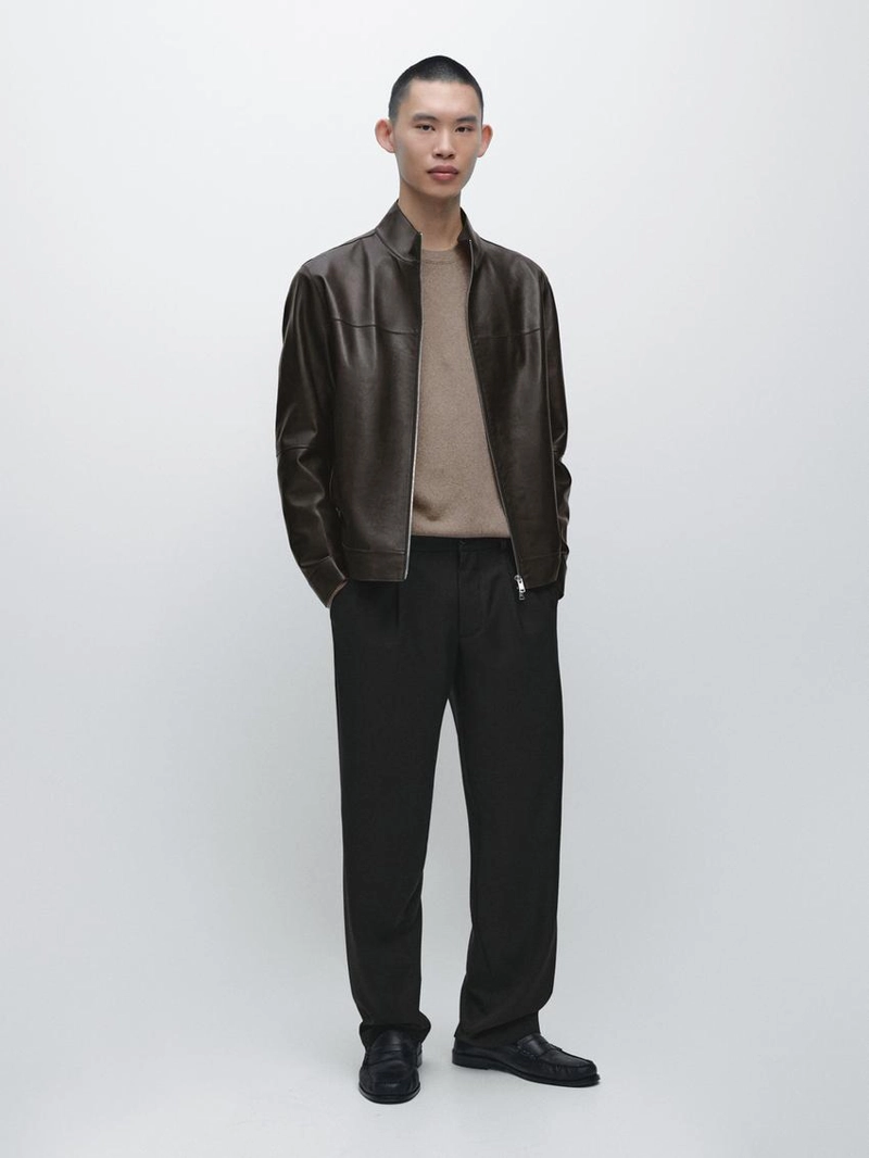 Куртка из овечьей кожи с эффектом потертости