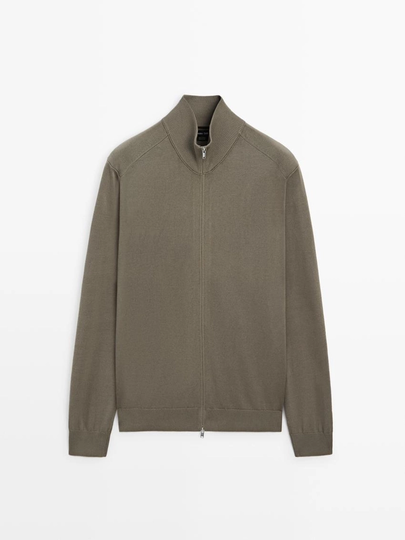 Кардиган из хлопкового трикотажа на молнии