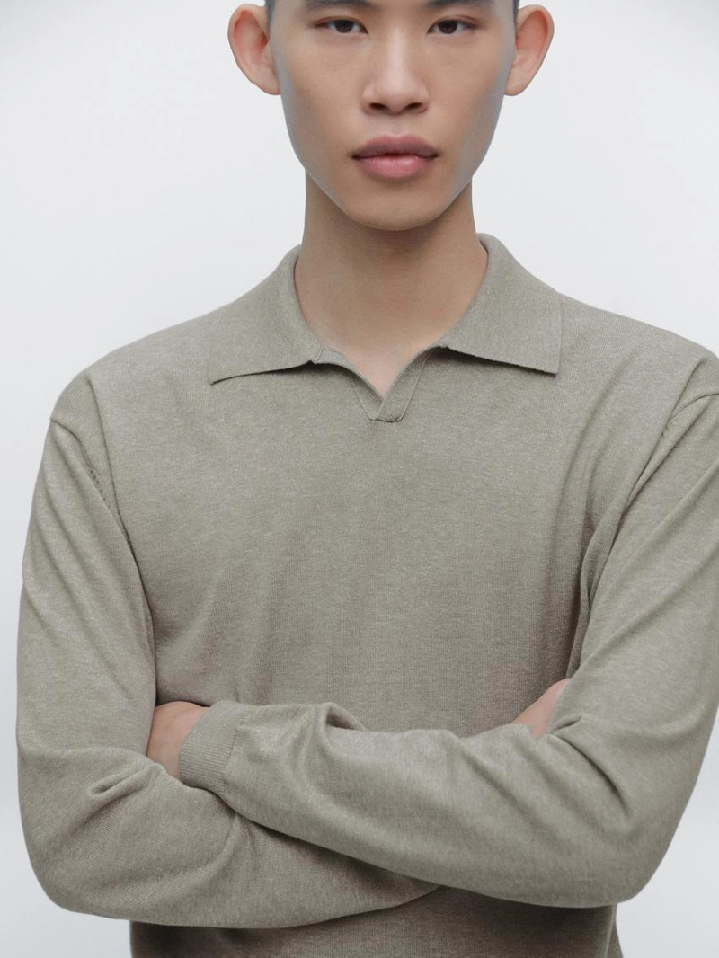 Водолазка-поло из хлопкового трикотажа