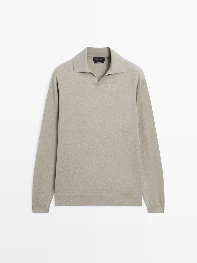 Водолазка-поло из хлопкового трикотажа