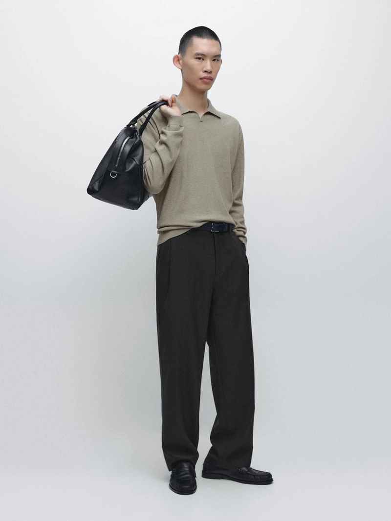 Водолазка-поло из хлопкового трикотажа