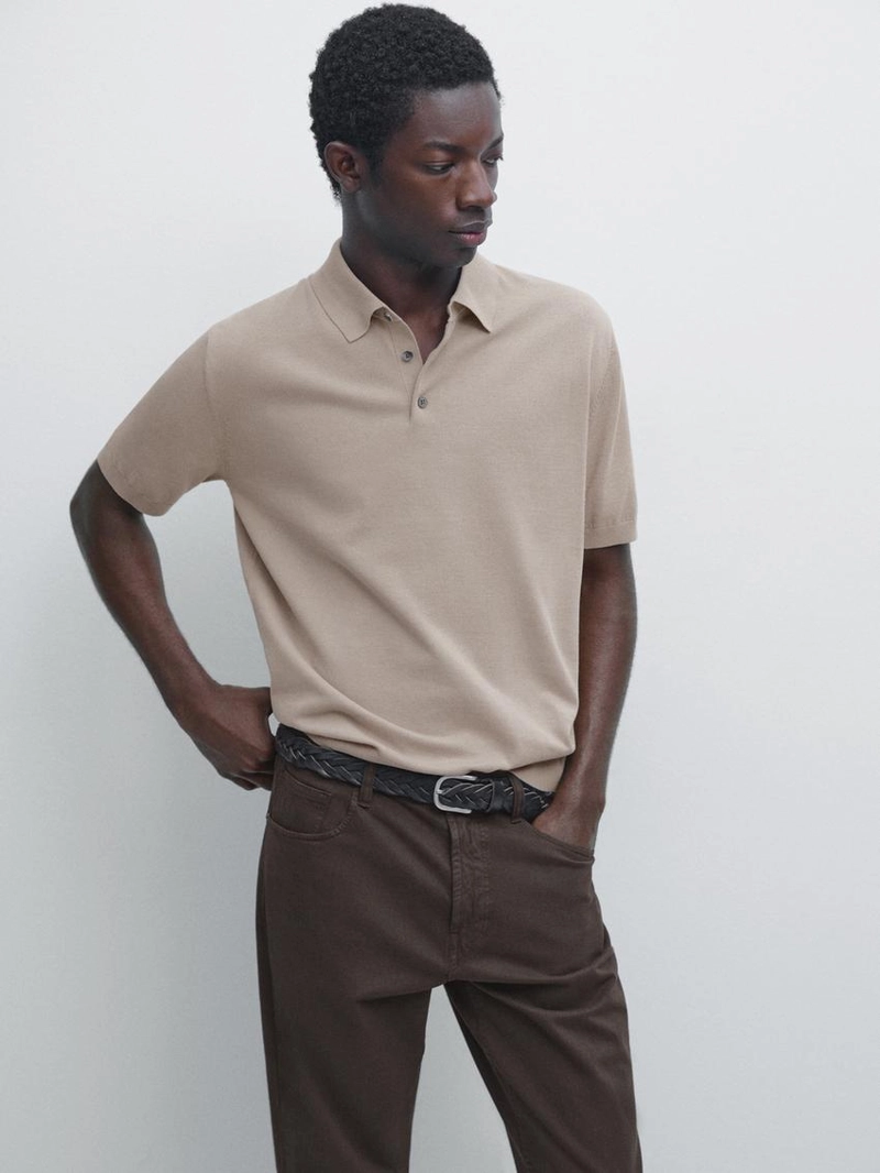 Пуловер-поло из хлопкового трикотажа