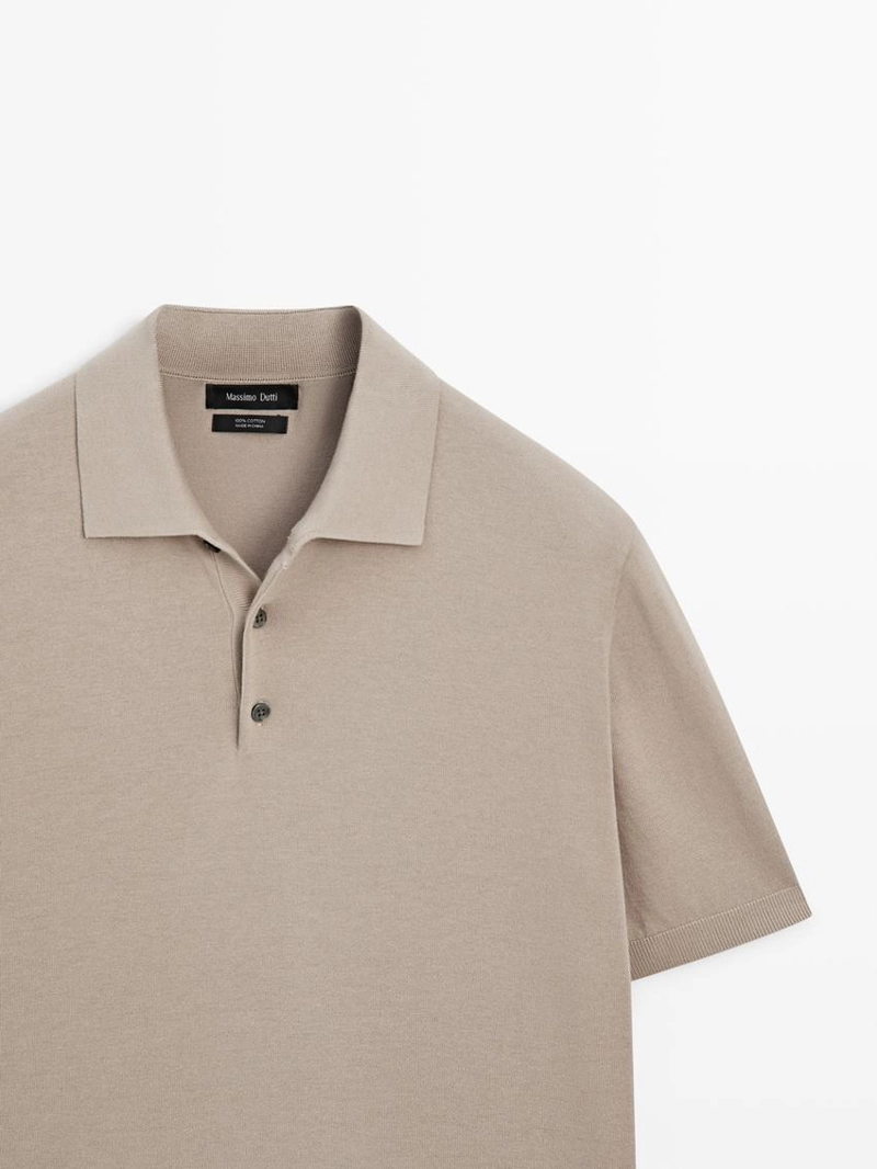 Пуловер-поло из хлопкового трикотажа