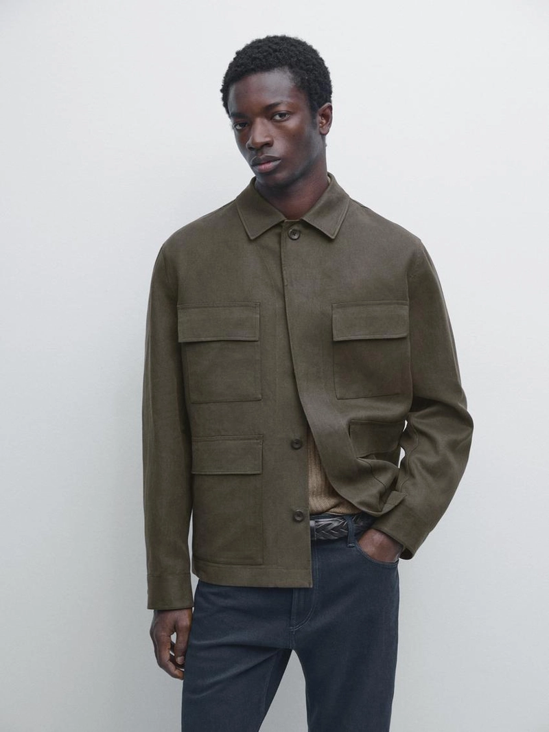 Рубашка-овершёрт из 100% льна с карманами