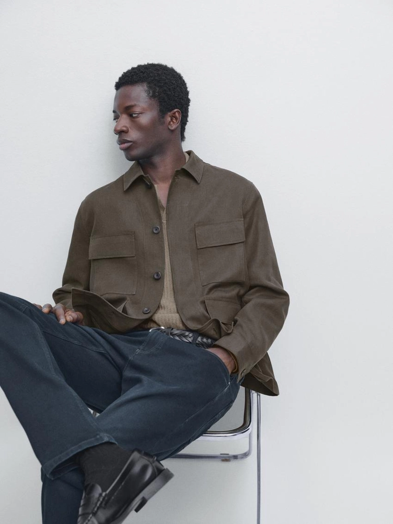 Рубашка-овершёрт из 100% льна с карманами