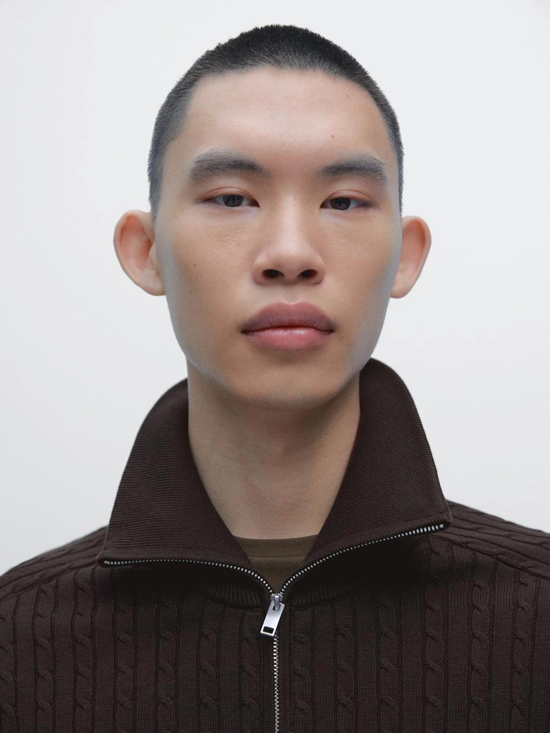 Кардиган с молнией из хлопковой плетеной вязки