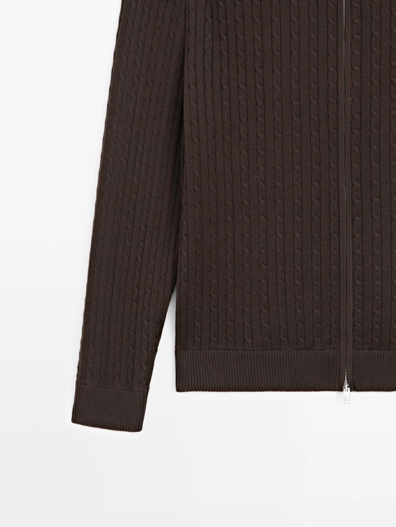 Кардиган с молнией из хлопковой плетеной вязки