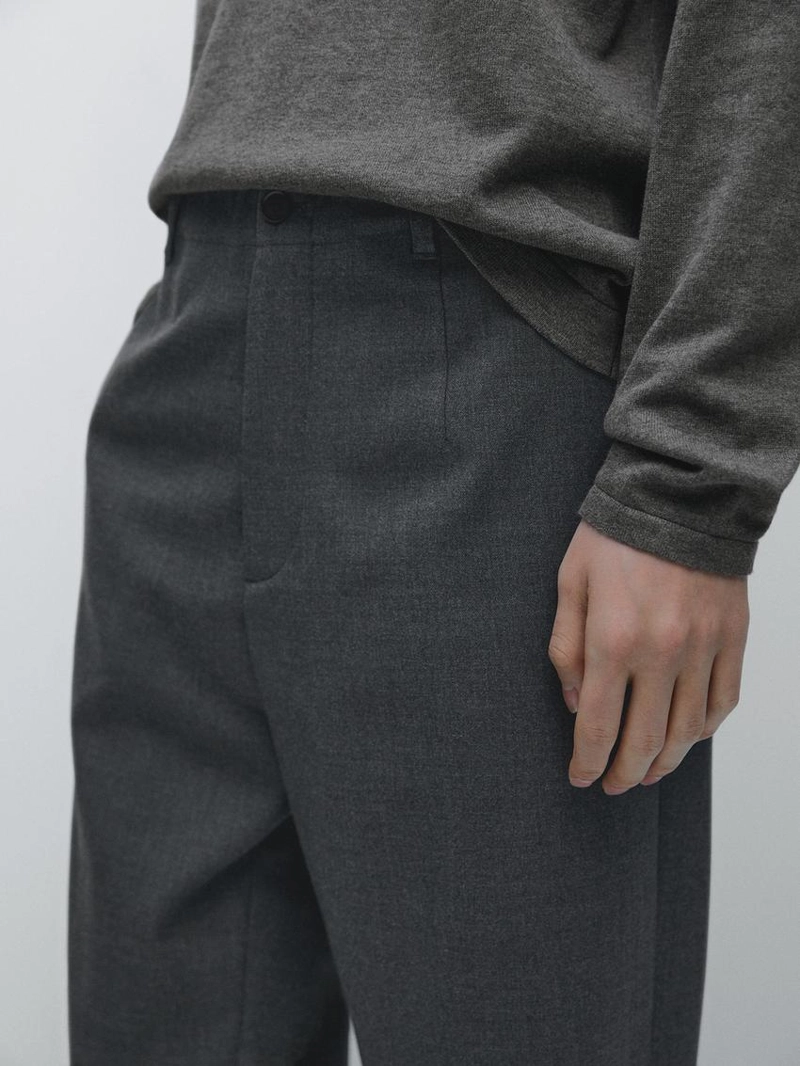 Брюки из шерстяной ткани с текстурой