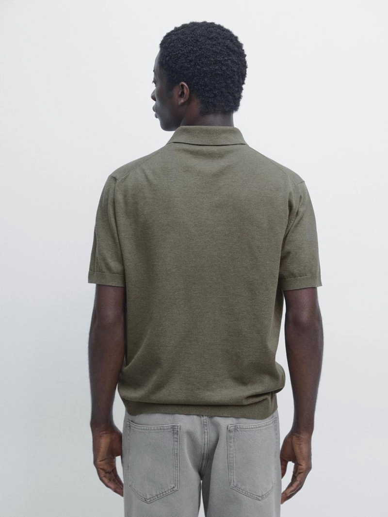 Поло-свитер из хлопкового трикотажа