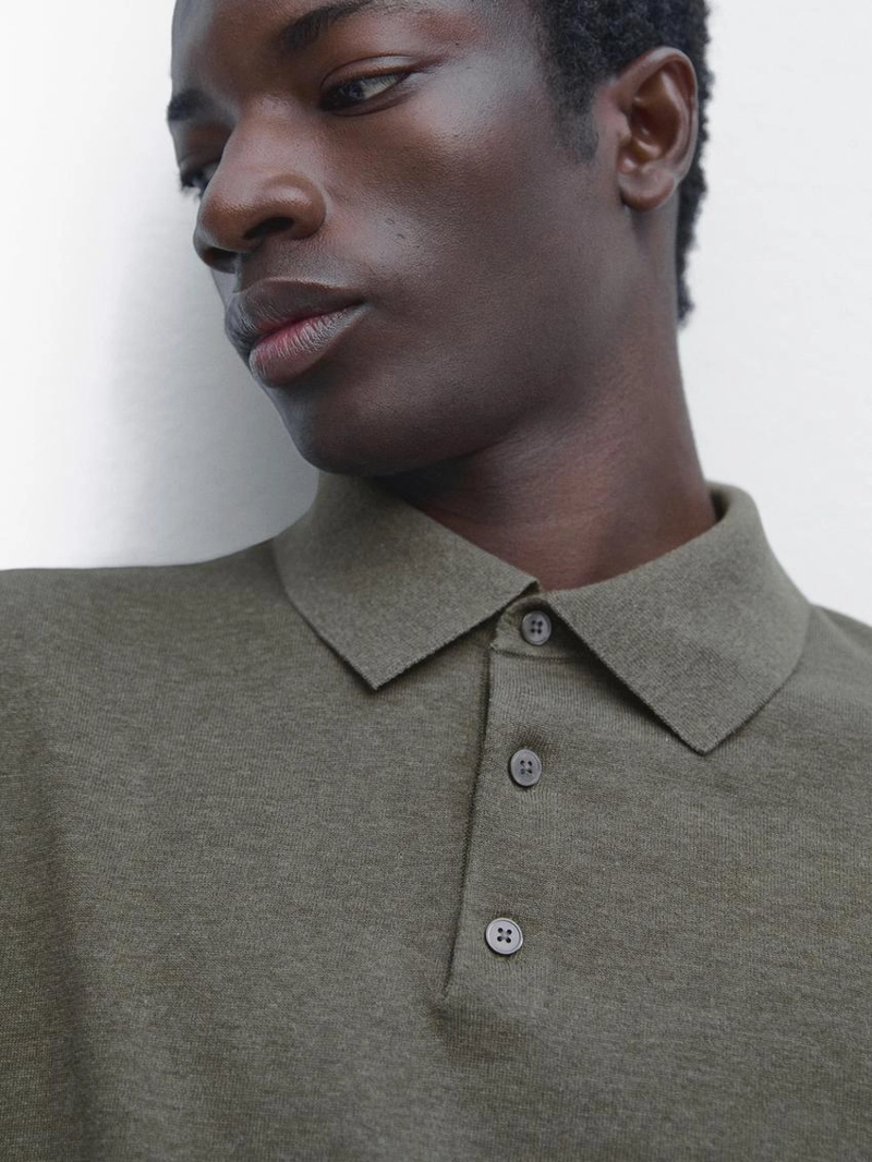 Поло-свитер из хлопкового трикотажа