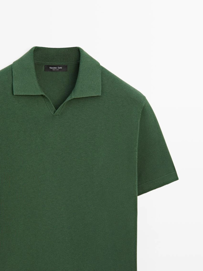 Свитер-поло из хлопково-шерстяной смеси