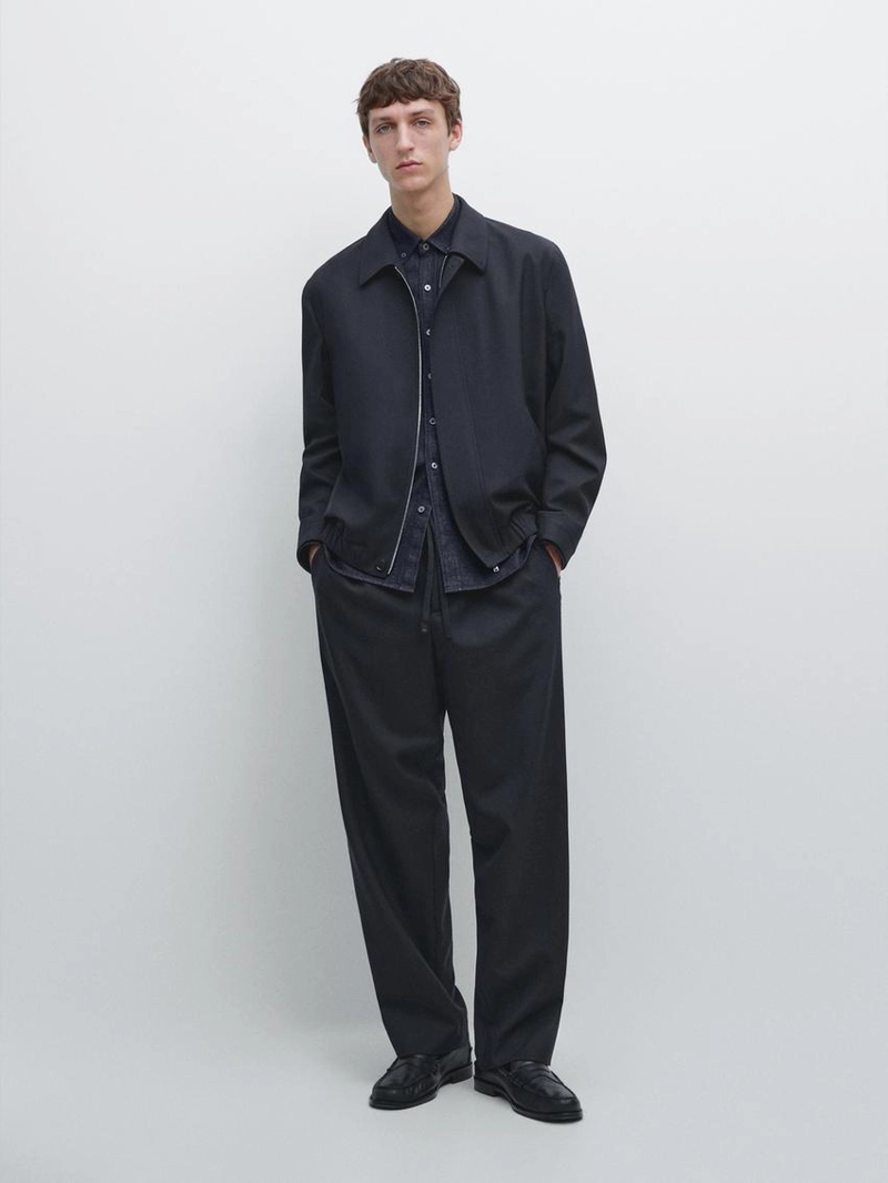 Брюки из шерсти с текстурой