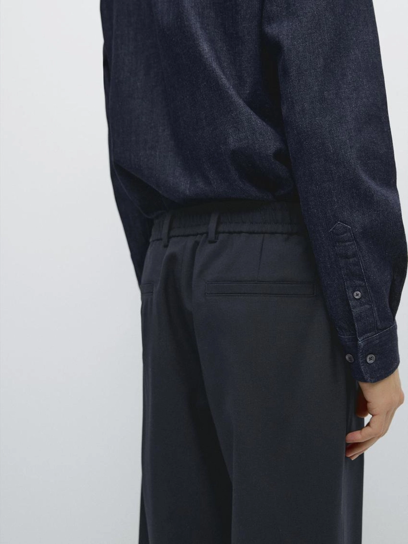 Брюки из шерсти с текстурой