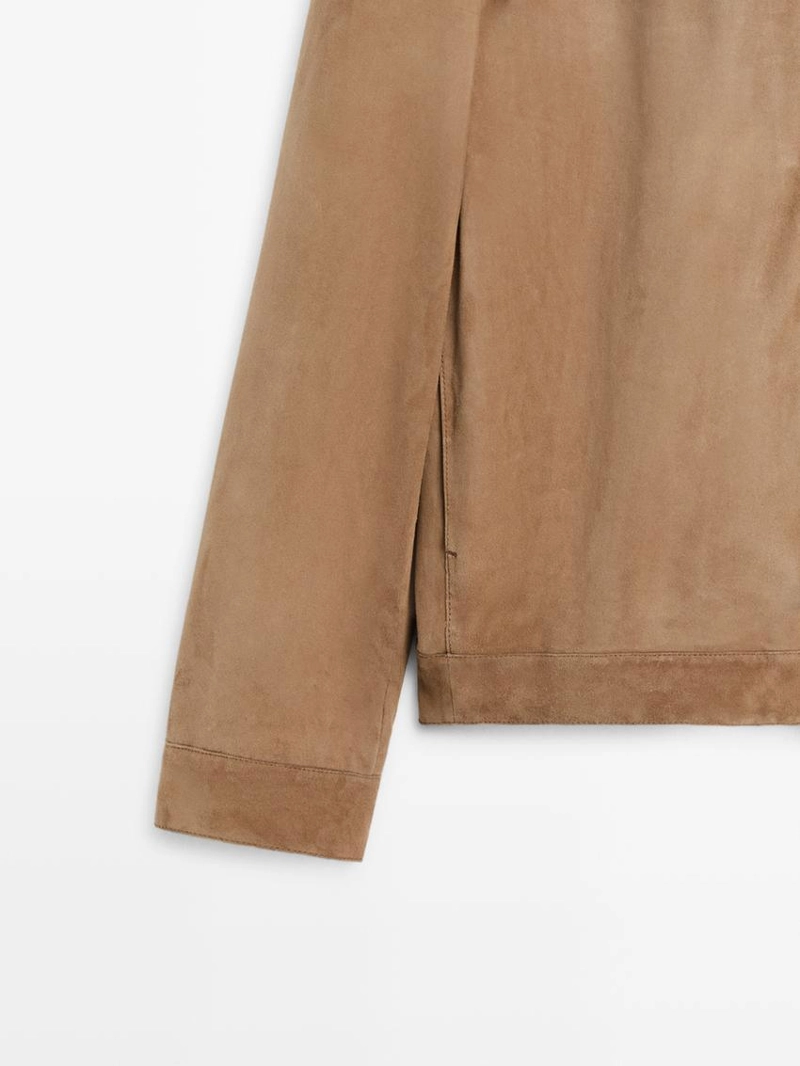 Замшевая кожаная куртка с деталями кармана