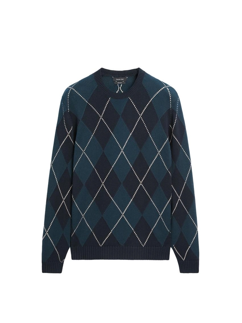 Водолазка из хлопкового трикотажа с деталями в стиле аргайл