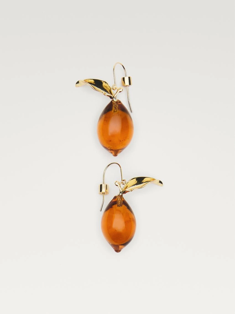 Серьги из янтаря в форме слезы