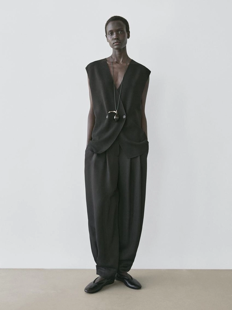 Длинный жилет с перекрестным детаем