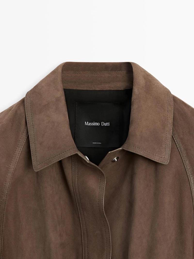 Замшевая кожаная куртка с поясом