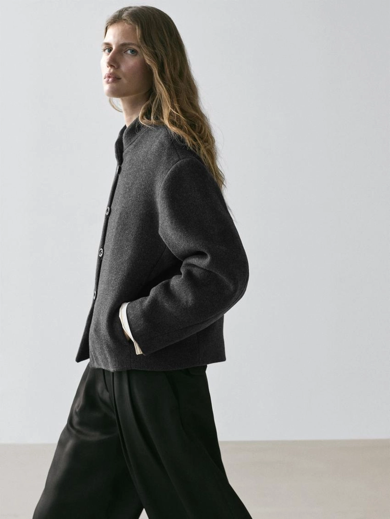 Пиджак из шерстяно-смесовой ткани с деталями на воротнике