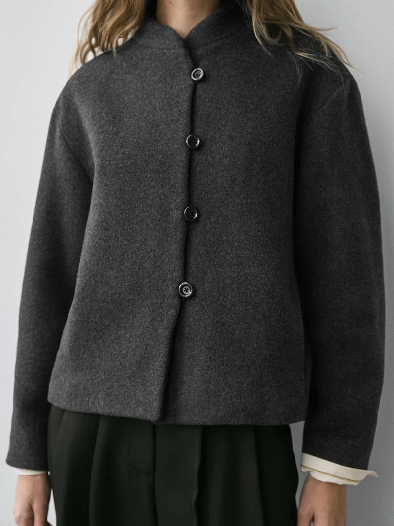 Пиджак из шерстяно-смесовой ткани с деталями на воротнике