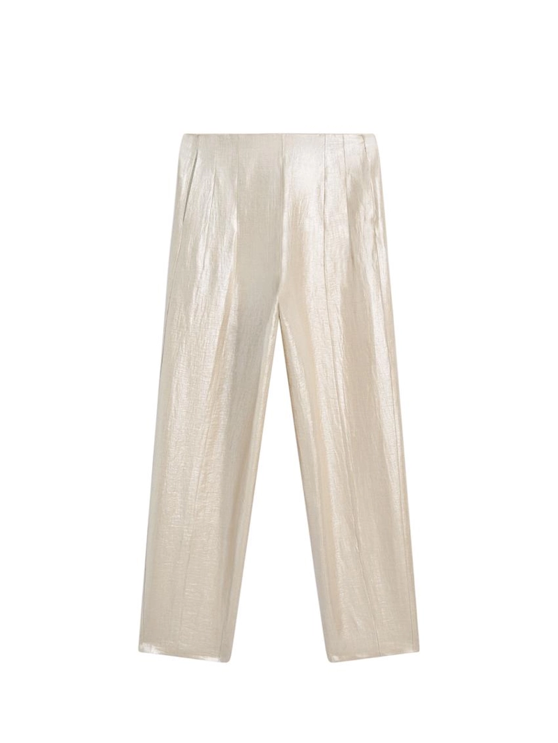 Потрясающие металлические льняные брюки