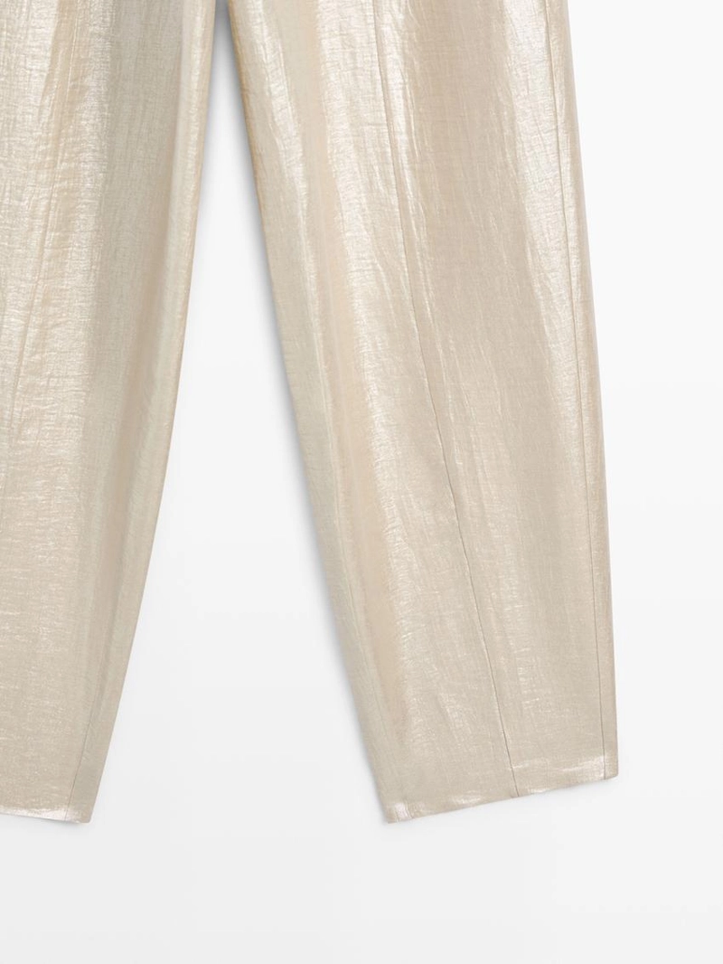 Потрясающие металлические льняные брюки