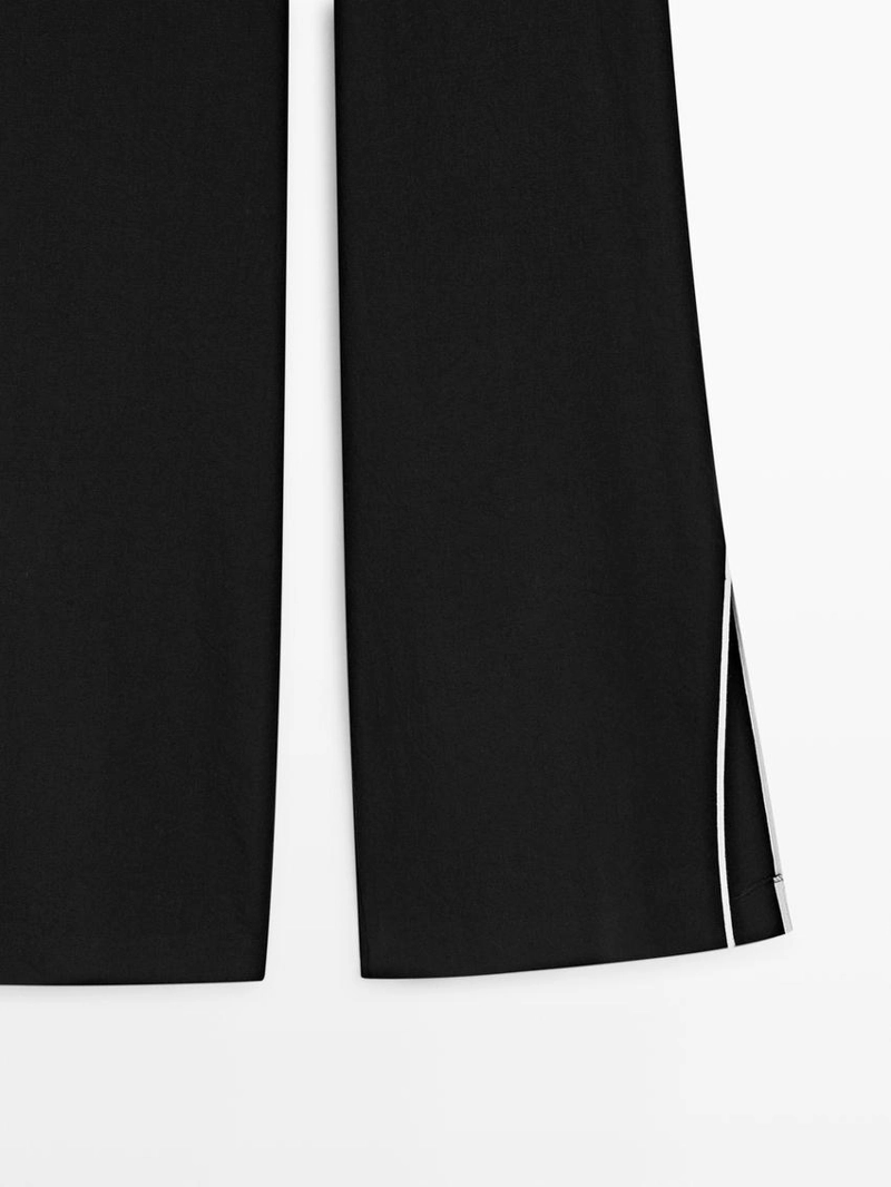 Льняные брюки с контрастным обрамлением