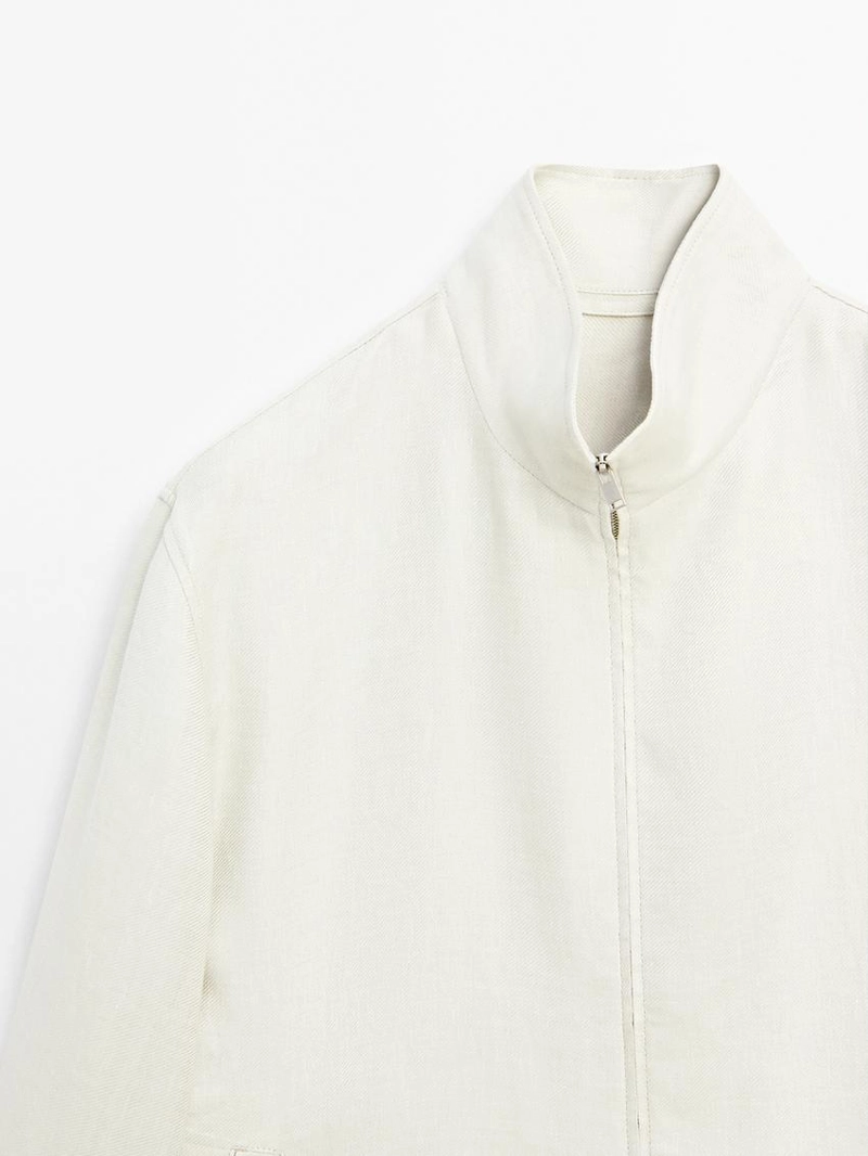 Пиджак с отложным воротником из 100% льна