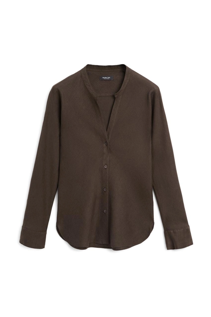 Рубашка с воротником стойкой из 100% льна