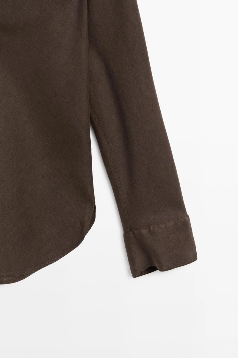 Рубашка с воротником стойкой из 100% льна