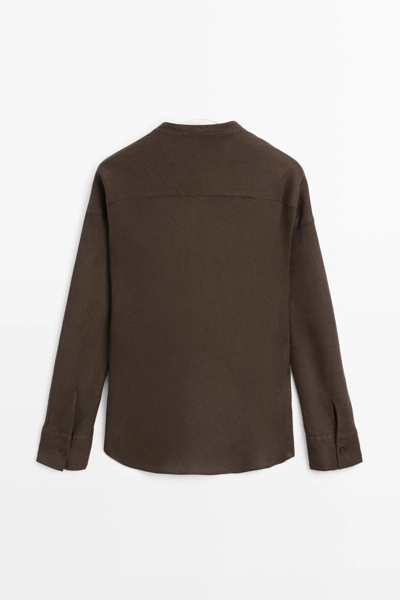 Рубашка с воротником стойкой из 100% льна